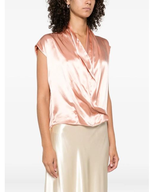 Alberta Ferretti Pink Satin Wrap Top