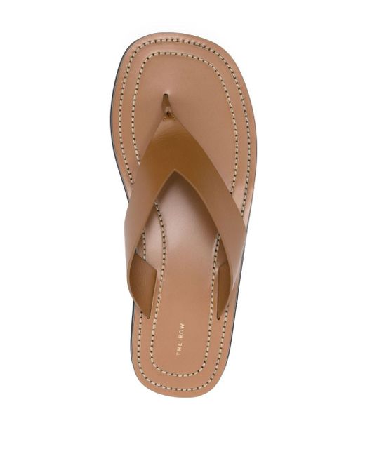The Row Natural Leather Flip Flops