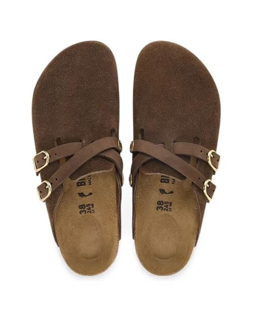 Birkenstock Brown Blair Buckle-Fastening Suede Mules