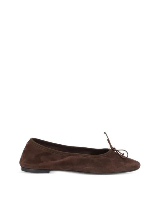 Aeyde Brown Bow-Detail Ballet Flats
