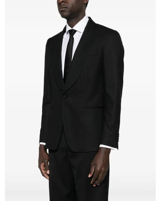 Lardini Black Shawl-Collar Single-Breasted Jacket for men