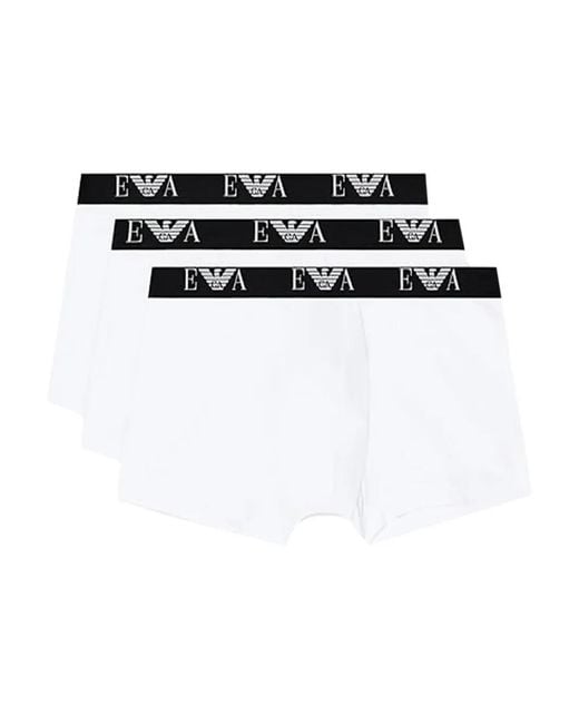 Emporio Armani Black Lot De Trois Boxers À Taille Contrastante for men