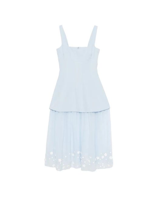Stine Goya White Floral-Appliqué Midi Dress