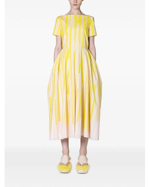 Roksanda Yellow Vaela Abstract-Print Midi Dress