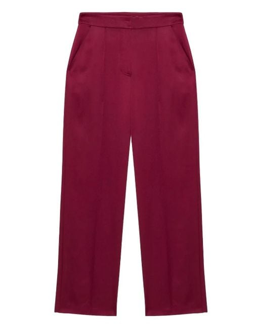 Jonathan Simkhai Red Pressed-Crease Trousers