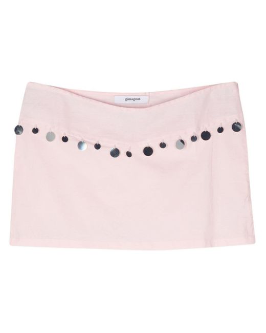 GIMAGUAS Pink Sequin-embellished Mini Skirt