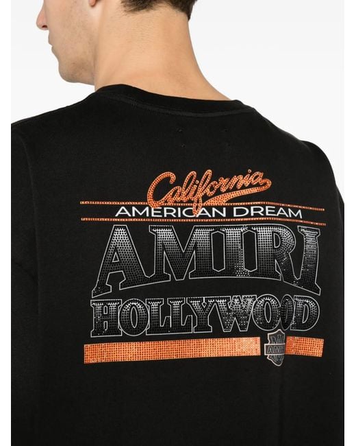 Amiri Black Crystal-Embellished Logo-Print T-Shirt for men