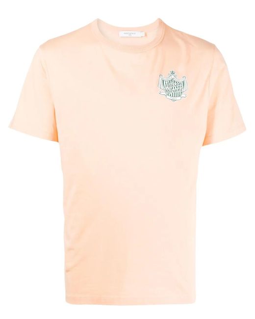 Maison Kitsuné Pink Logo-Print Cotton T-Shirt for men
