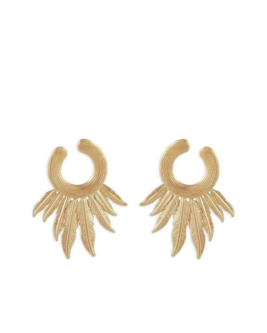 Gas Bijoux Metallic Caracara Feather-Detail Hoop Earrings