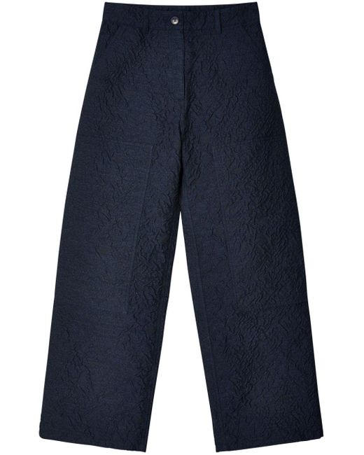 CECILIE BAHNSEN Blue Double-knee Straight-leg Cotton Trousers