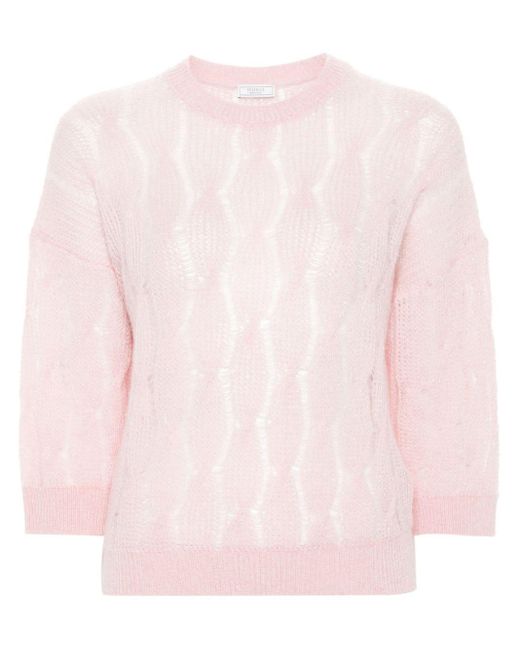 Maglione girocollo con trama metallizzata di Peserico in Pink