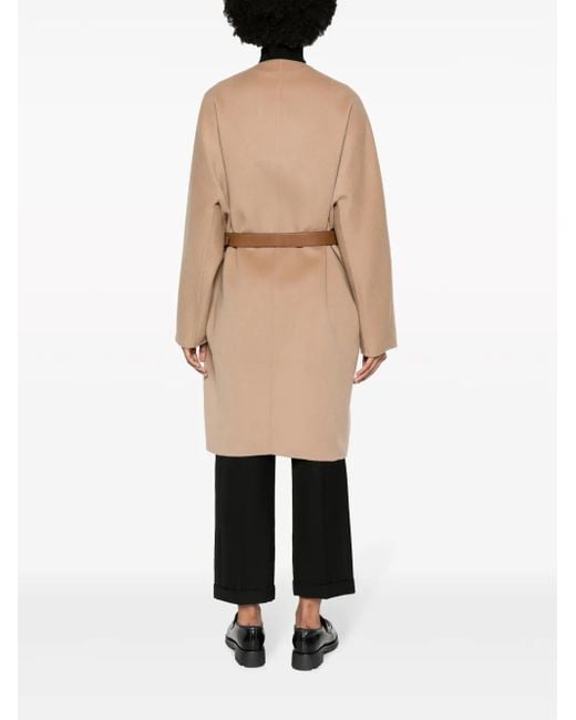 Prada Natural Single-Breasted Belted Coat