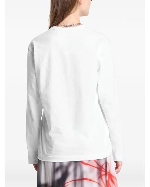 COMME DES GARÇONS PLAY White Heart-Patch Long-Sleeve T-Shirt