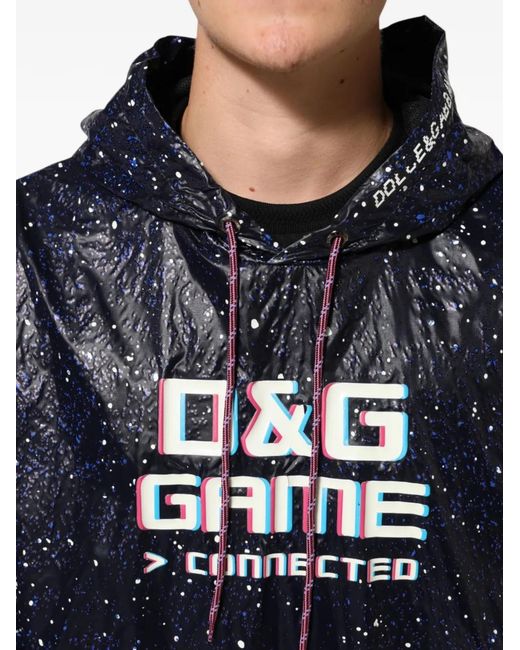 Dolce & Gabbana Blue D&G Game Splatter-Print Hoodie for men