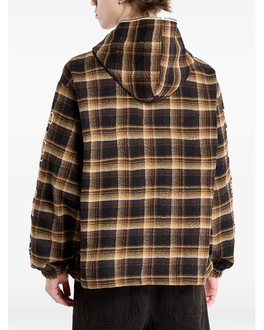 Pleasures Brown Veste À Capuche Groove À Carreaux for men