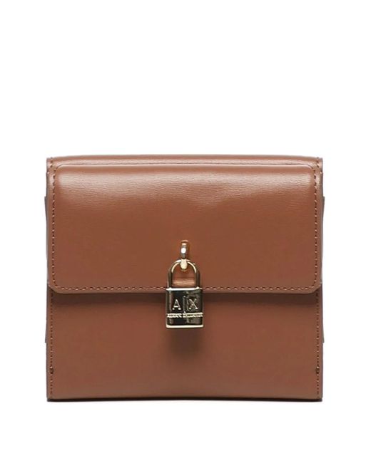 ARMANI EXCHANGE Brown Padlock-Detail Wallet