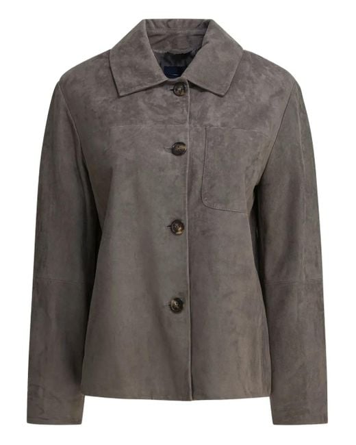 Max Mara Black Button-Fastening Suede Jacket