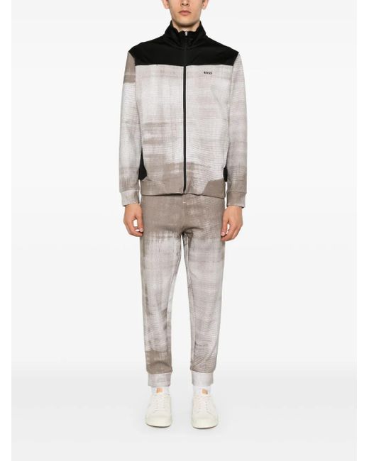 Boss Black Abstract-Pattern Track Jacket for men