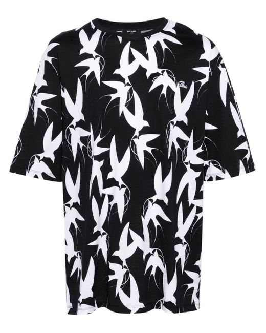 Balmain T-Shirt mit Vogel-Print in Black für Herren