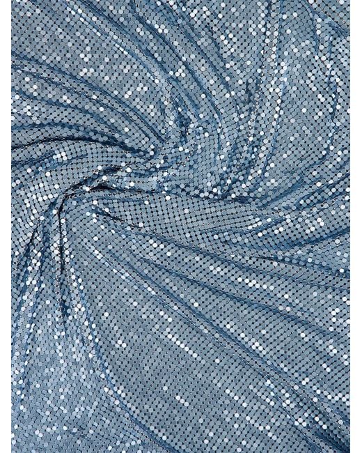 Rabanne Blue Chainmail Gathered Maxi Dress