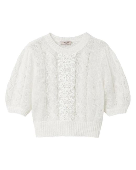 Twinset White Lace-Detailing Jumper