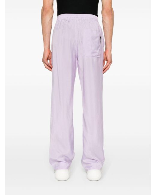MSGM Purple Elasticated-waist Straight-leg Trousers for men