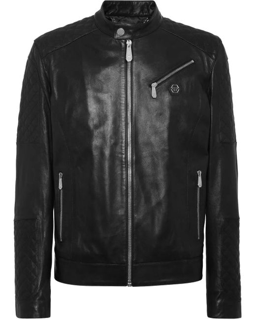 philipp plein leather bomber