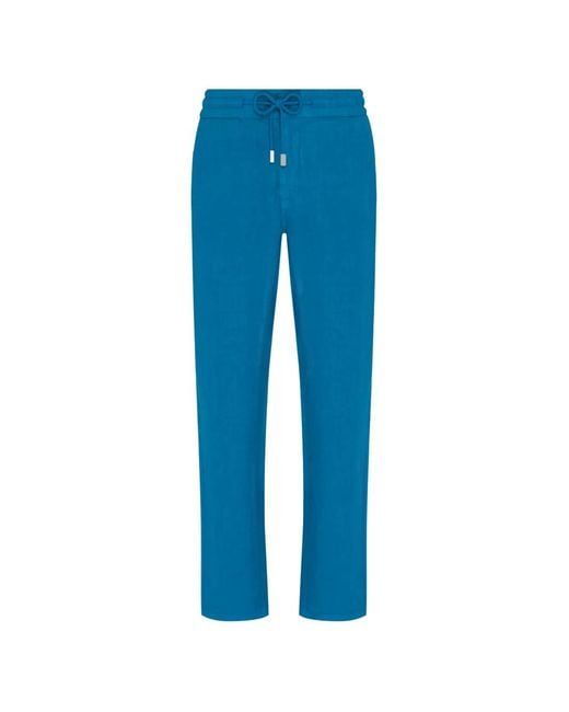 Vilebrequin Blue Drawstring Linen Trousers for men