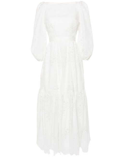 Evarae Cara Maxi-jurk Met Geborduurd Kant in het White