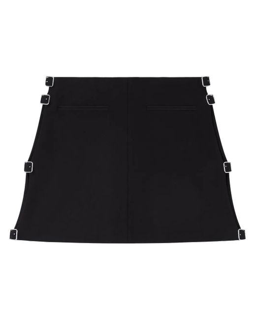 Courreges Black Buckled Wool Mini Skirt