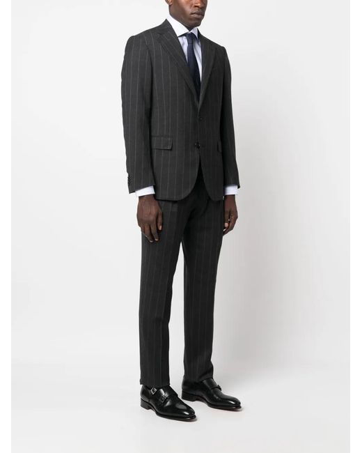 Corneliani Black Pinstripe-Pattern Single-Breasted Suit for men
