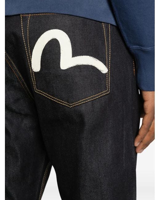 Evisu Black Seagull Contrast-Stitch Jeans for men
