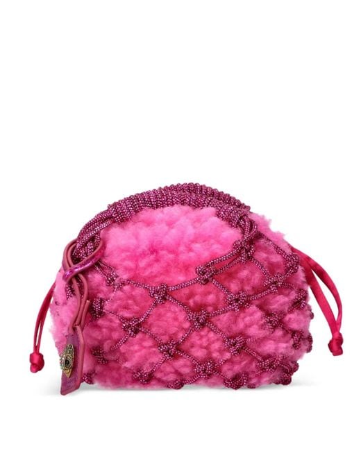 Kurt Geiger Pink Small Macrame Crystal Tote Bag