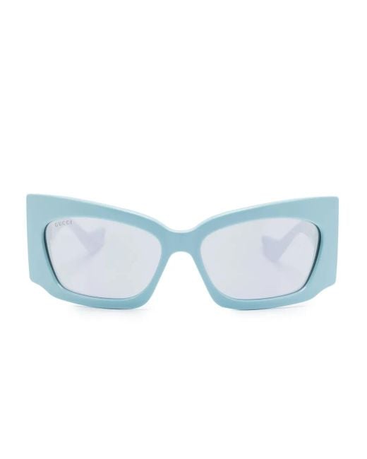 Gucci Blue Geometric-Frame Tinted Sunglasses