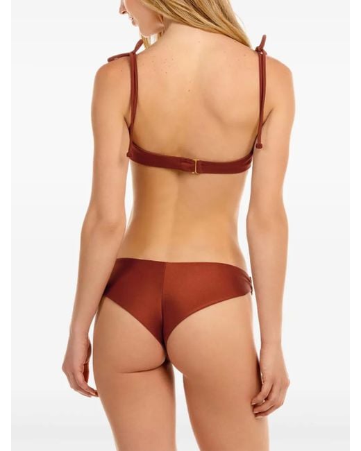 Agua Bendita Brown Madelyn Ruffled-Trim Bikini Top