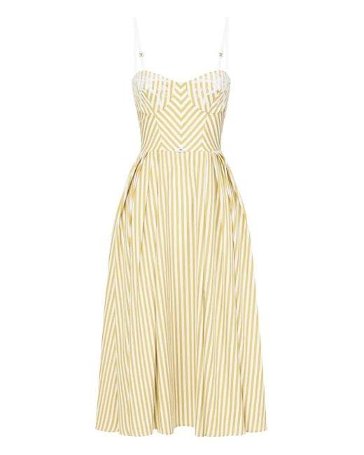 Abito A Righe Con Scollo A Cuore di Elisabetta Franchi in Metallic