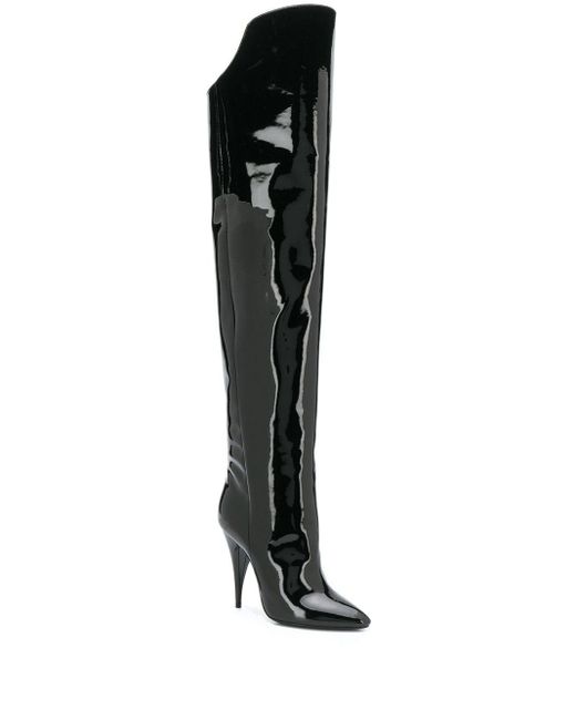 Saint Laurent Leather Over-the-knee Patent Boots in Nero (Black) - Save ...