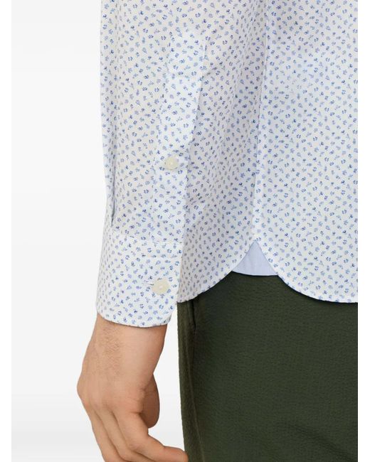 Hackett Gray Mini Floral-Print Cotton Shirt for men
