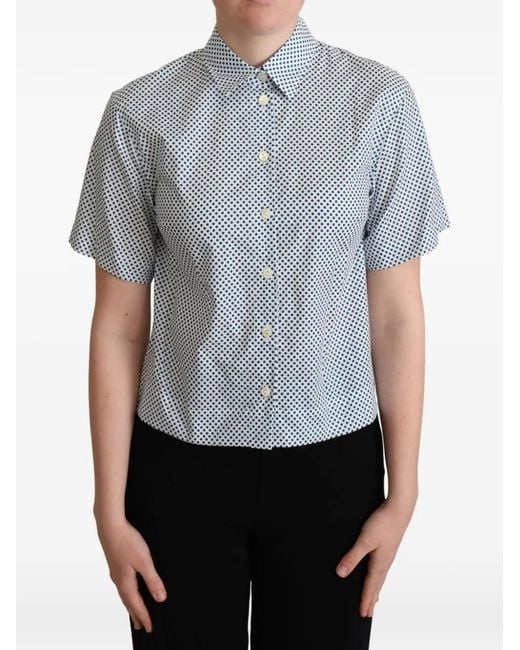 Dolce & Gabbana Blue Polka-Dot Short-Sleeve Shirt
