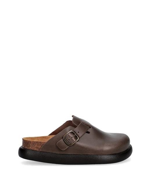 Scholl Brown Fae Buckle-Strap Mules