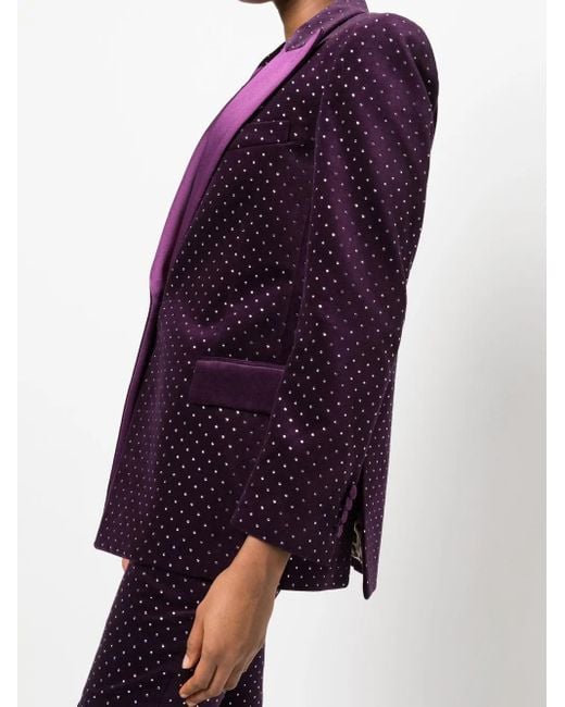 Philipp Plein Purple Crystal-Embellished Blazer