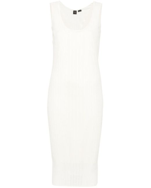 Pinko White Fine-knit Midi Dress