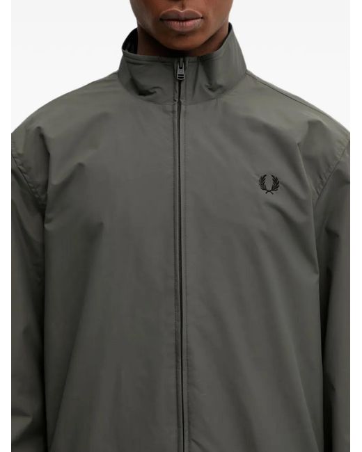 Fred Perry Gray Logo-Embroidered Zip-Up Jacket for men