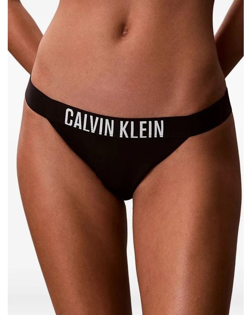 Calvin Klein Black Logo-Waistband Bikini Bottoms
