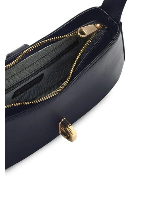 Furla Blue Small Mianova Leather Shoulder Bag
