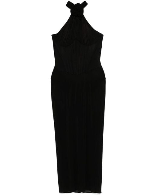 Magda Butrym Black Halterneck Sheer Midi Dress