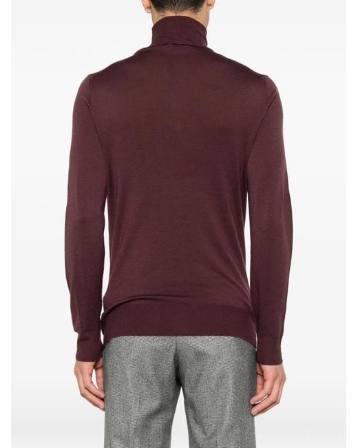 Canali Purple Roll-Neck Long-Sleeve Sweater for men