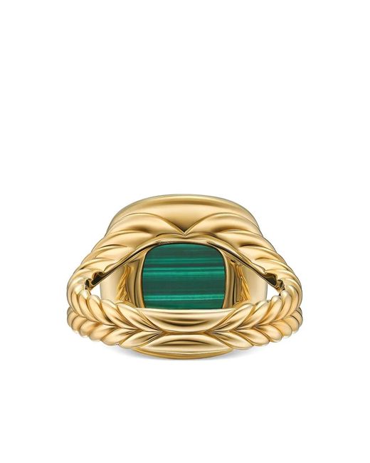 David Yurman Green 18Kt Albion Malachite And Diamond Ring (15Mm)