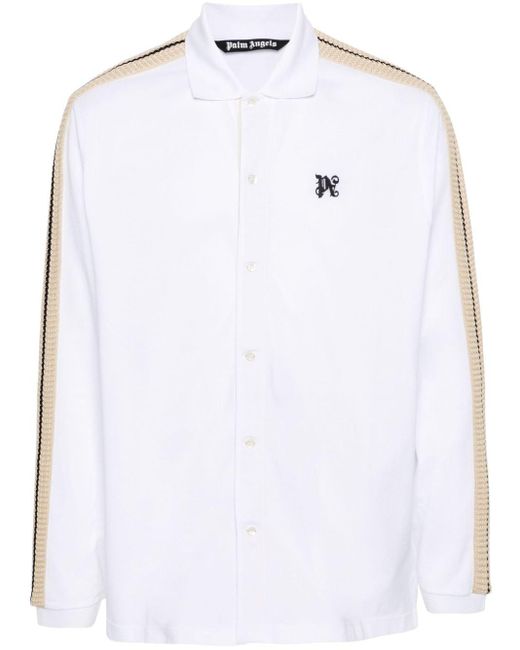 Palm Angels White Crochet-trim Polo Shirt for men