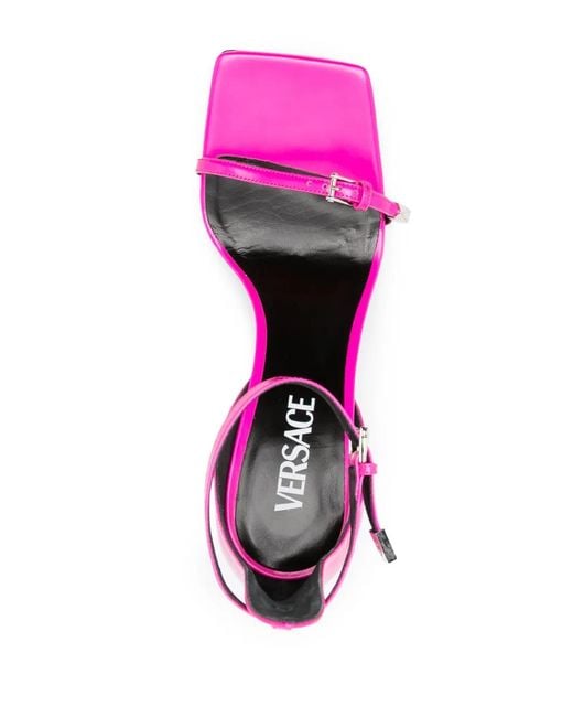 Versace Pink Pin-Point Buckle-Strap Sandals